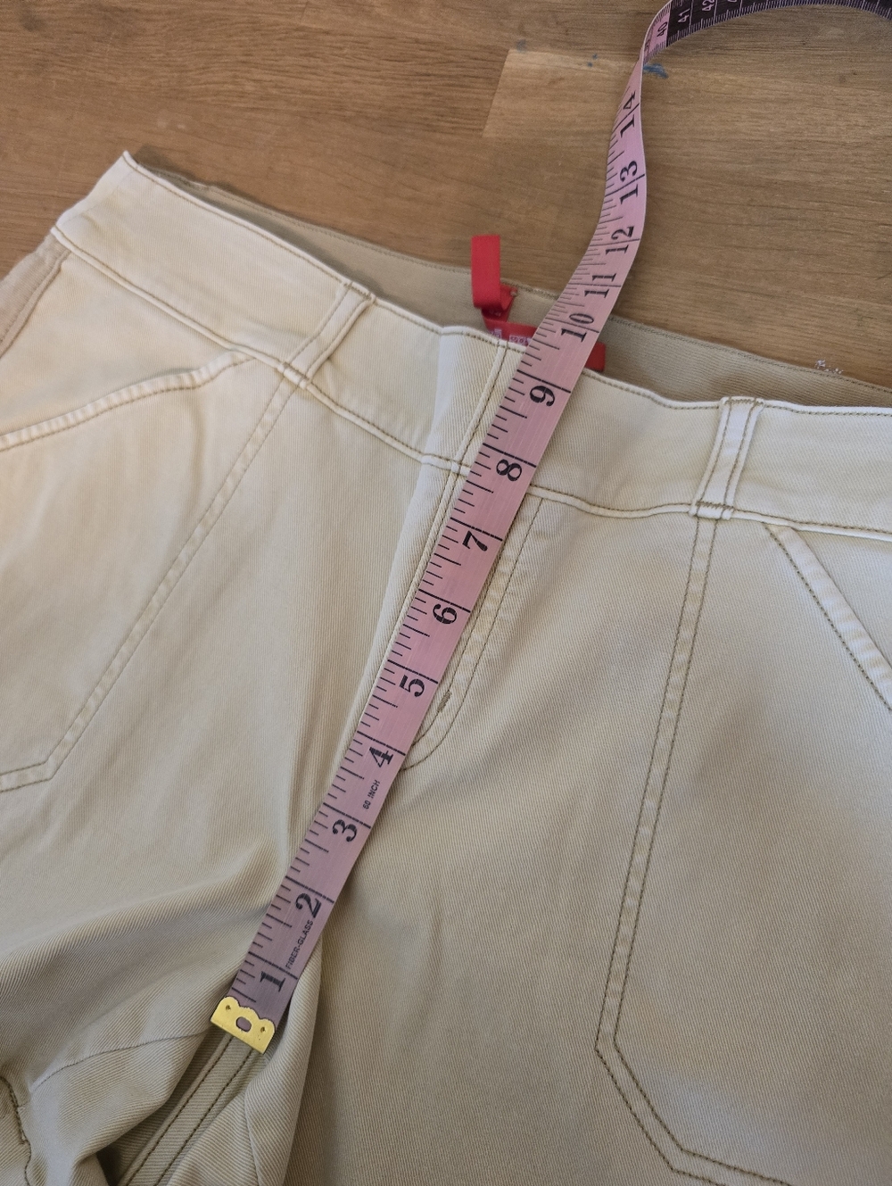 Spanx Stretch Twill Shorts Women’s Large Khaki / Beige High Rise Shaping Casual - Picture 9 of 12